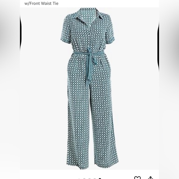 Max Studio Women's Button Top Collared Wide Leg Jumpsuit w/Front Waist Tie Small - Picture 1 of 7